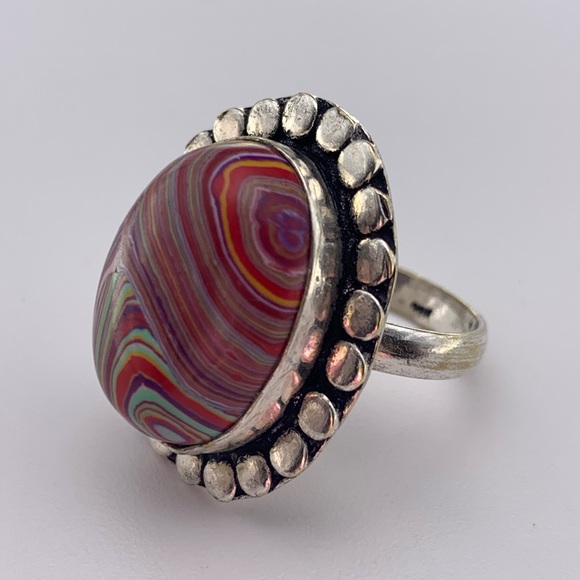 Rainbow Cal-silica Sterling Silver Ring - Picture 3 of 12
